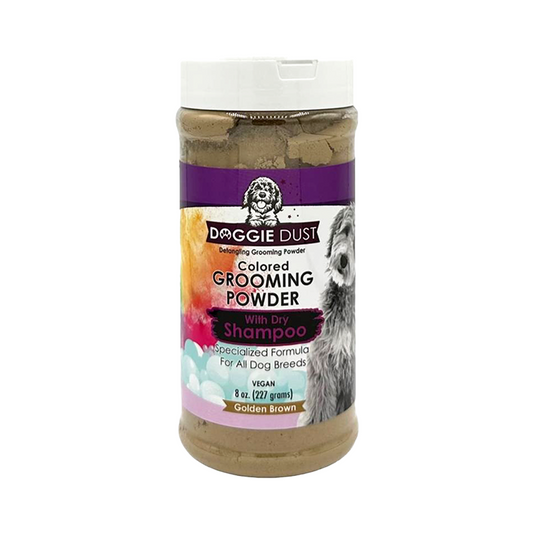 Golden Brown Doggie Dust Grooming Powder with Dry Shampoo