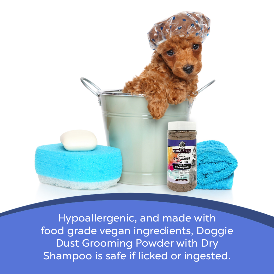 Golden Brown Doggie Dust Grooming Powder with Dry Shampoo